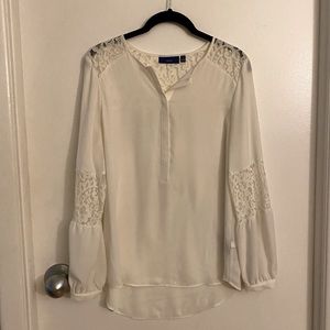 White silky blouse with lace